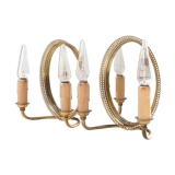 Pair of brass wall lights with mirror c. 1950