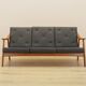 Oak leather sofa by Brockmann Petersen, Danish design 1970s