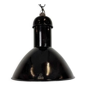 Black Enamel Industrial Pendant Lamp from AEG, 1930s