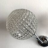 Applique murale double et globe en verre ciselé pointe de diamant, 1960