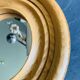 Vintage round wooden mirror