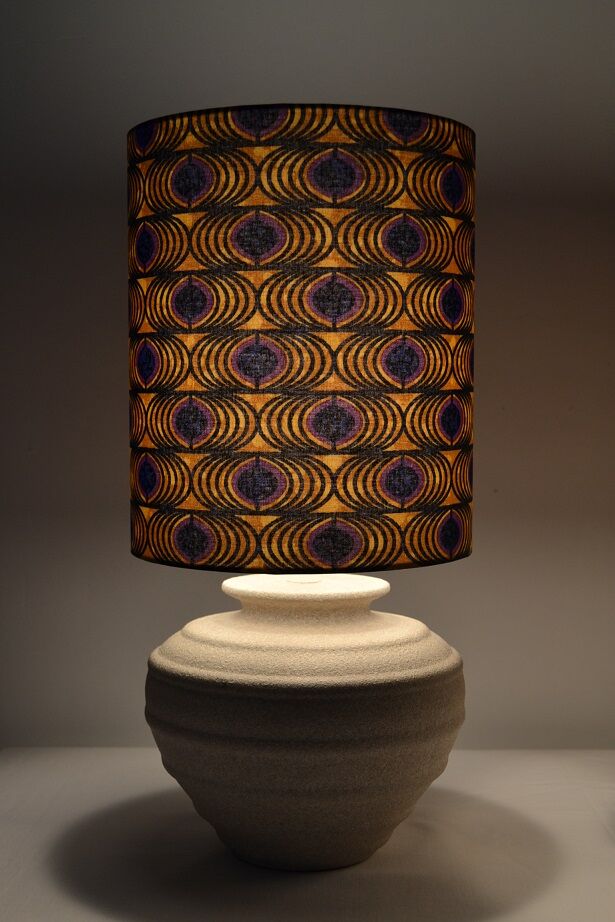 Pair of vintage bedside lamps peacock pattern