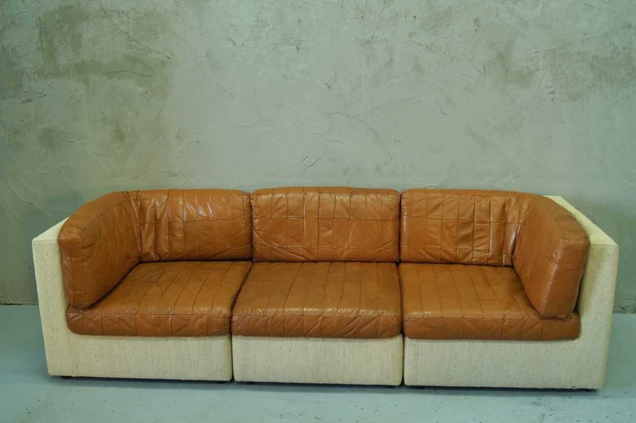 Canapé modulaire en cuir patchwork italien années 1970