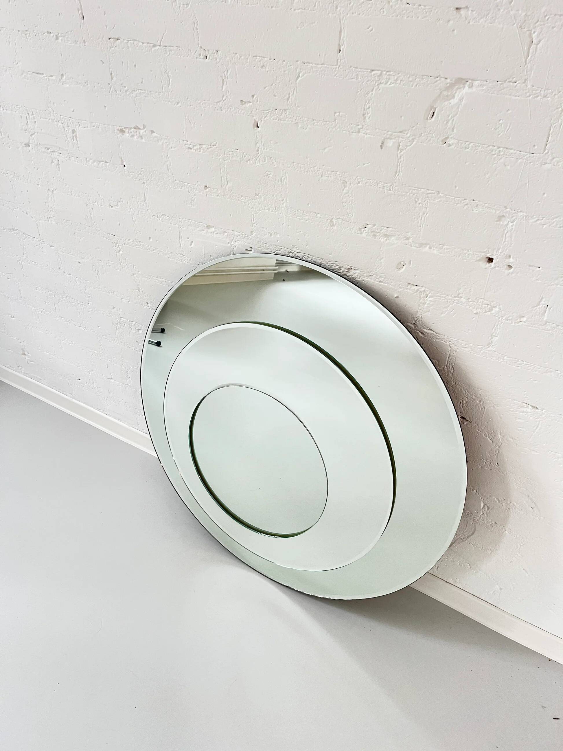 Vintage round concentric wall mirror, Italy, 1970s