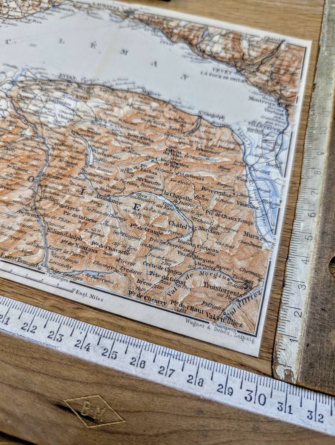 Lake Geneva, old map, printed in 1906.