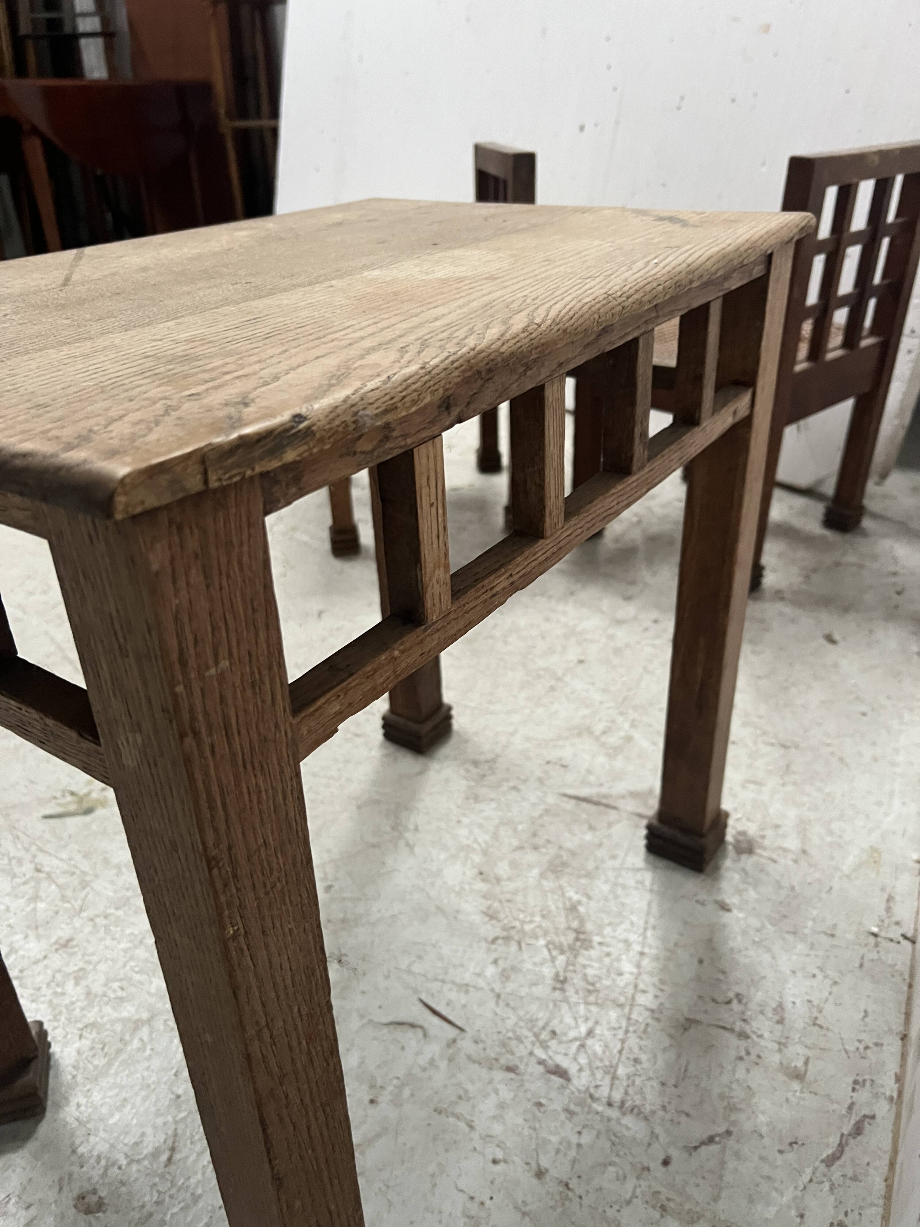 Architectural coffee table in solid oak. 20th century.