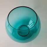 Vase rond en verre bleu