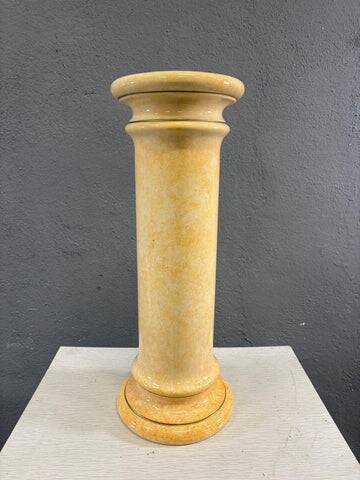 Vintage glazed ceramic pedestal column, marbled onyx & marble effect display stand, 20th century