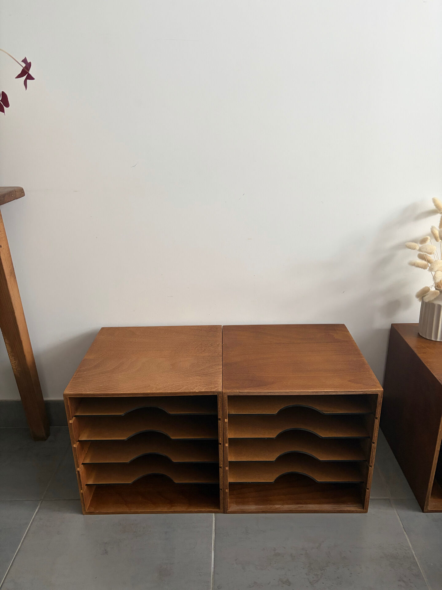 Set of 4 vintage wooden vinyl boxes