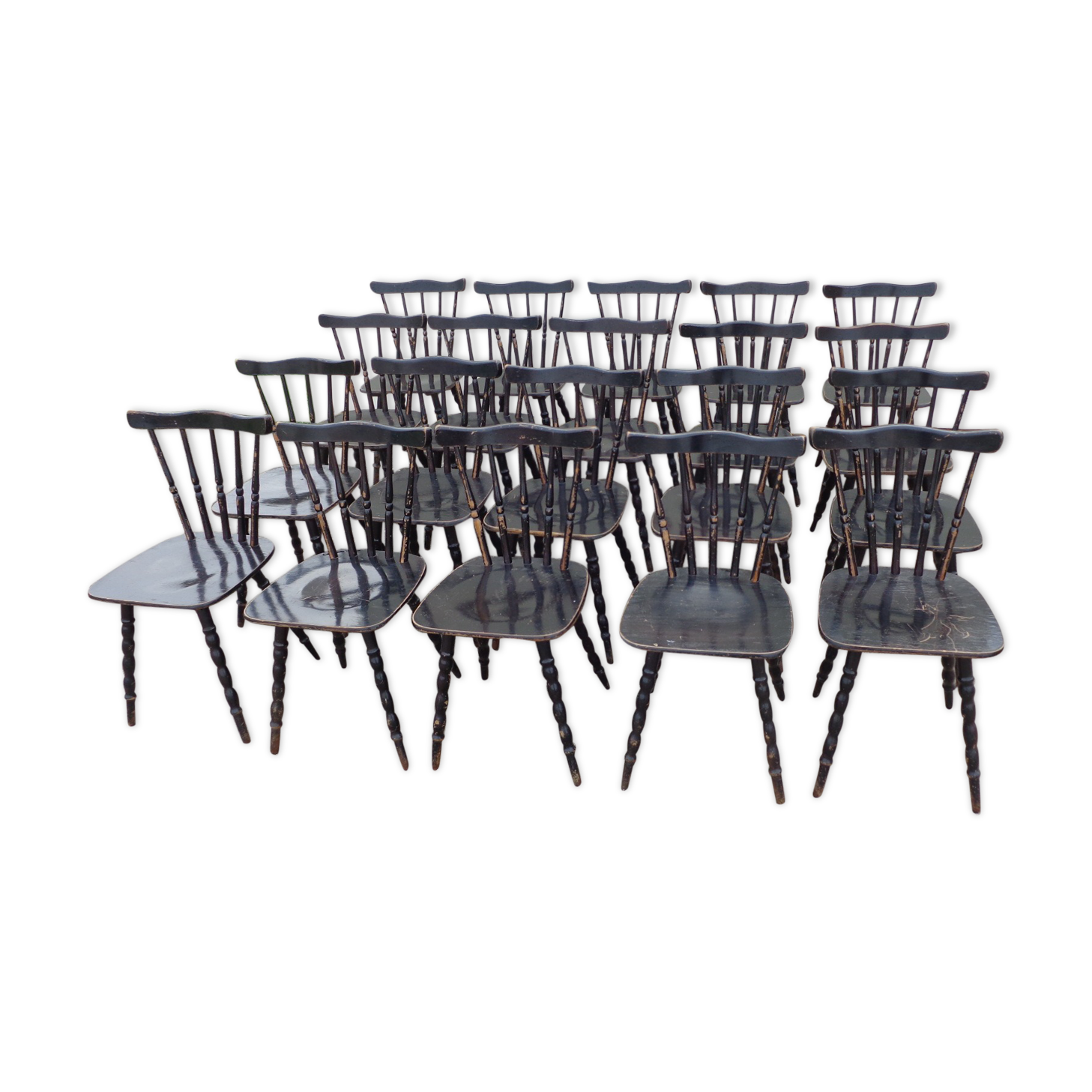Set of 20 black bistro chairs