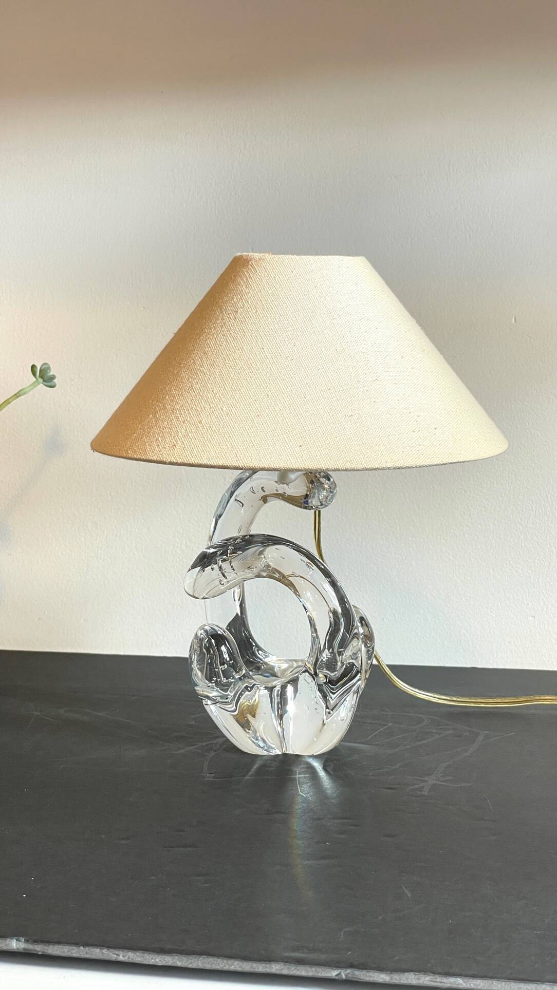 Lampe cristal art déco gravée Paris France