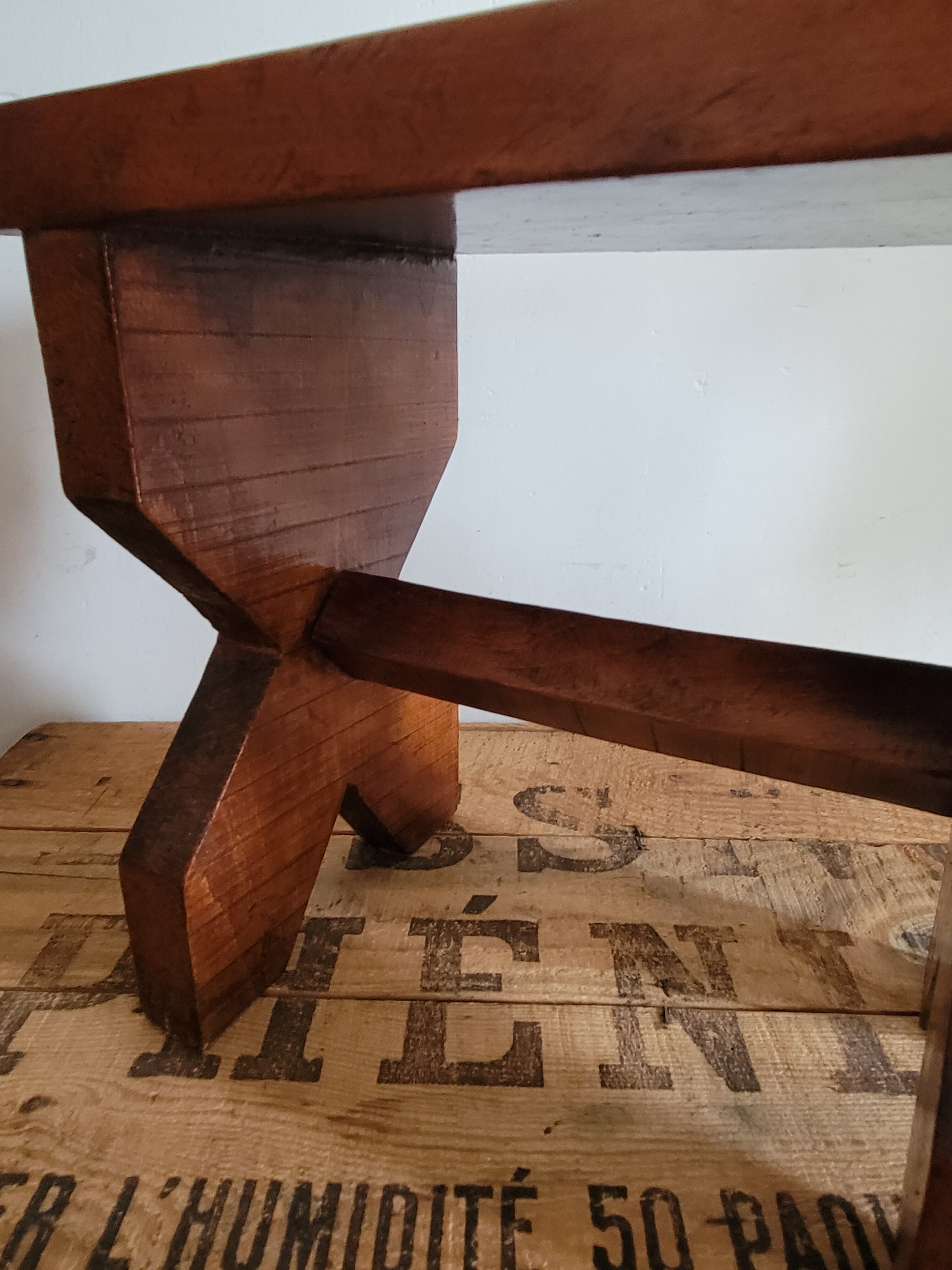 Brutalist wooden stool