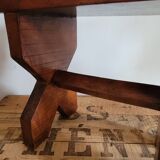 Brutalist wooden stool