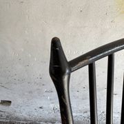 Black solid wood Scandinavian Windsor rocking chair — tall spindle back, mid-20th century