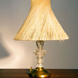 Lamp year 50, glass, brass and straw