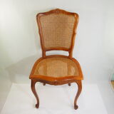 6 old wooden and canning chairs