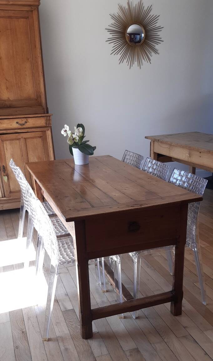 Table de ferme ancienne en bois de hêtre XIXème