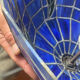 Grande suspension  en verre vitrail style Tiffany