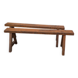 Pair of solid oak benches