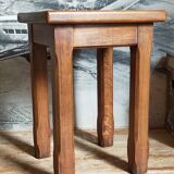 Stool in solid wood waxed oak rustic