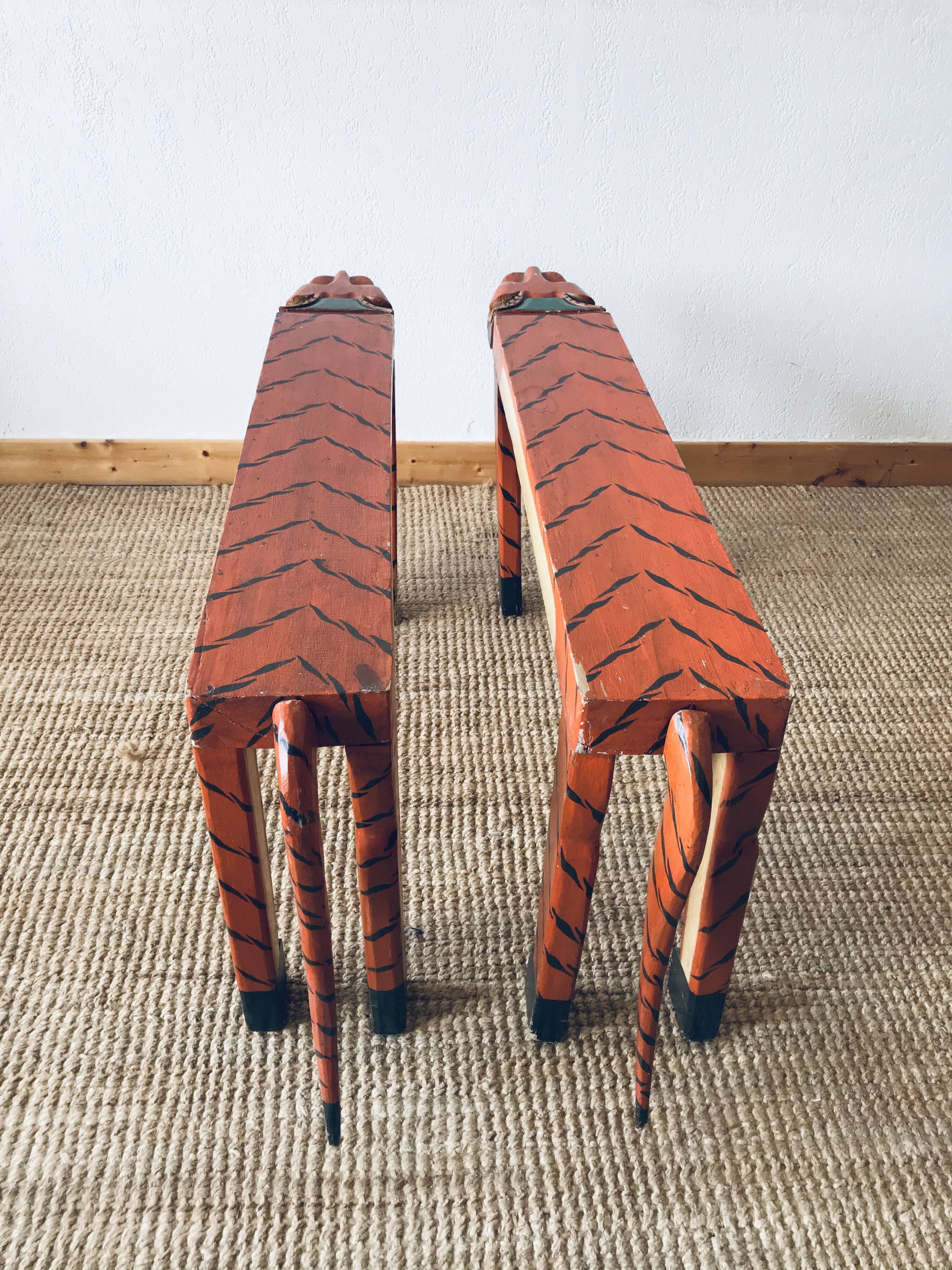 Wooden tiger bench