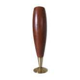 Candlestick Scandinavian brass and teak design 60s
