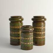 Yellow and Green Stoneware Vases by Aldo Londi for Bitossi, Italy, Set of 3