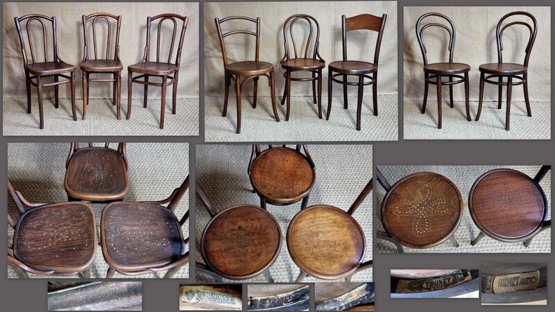 Mix 8 Viennese bistro chairs early twentieth century