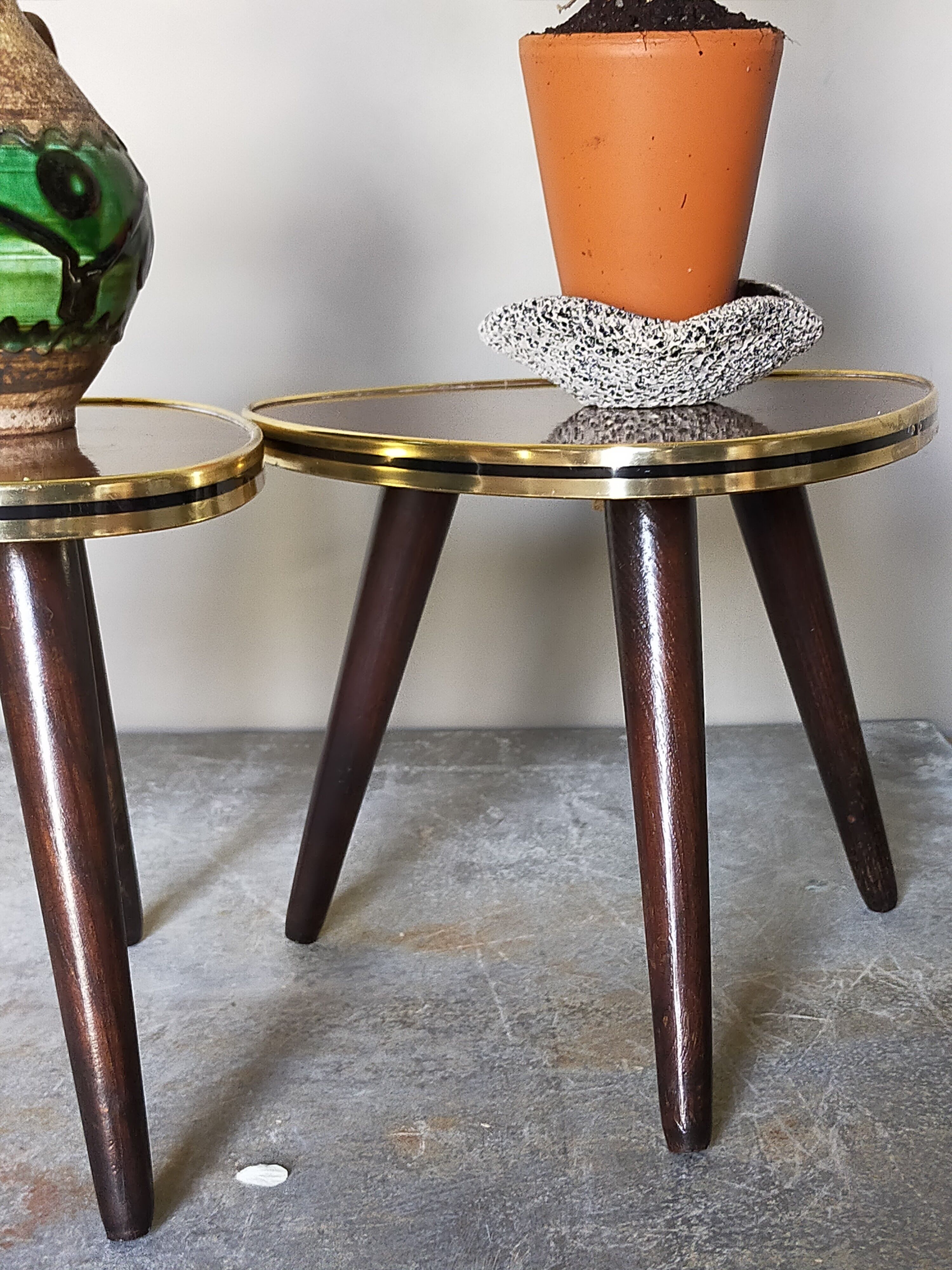Pair of mini-seeded tripods 50s plant holder