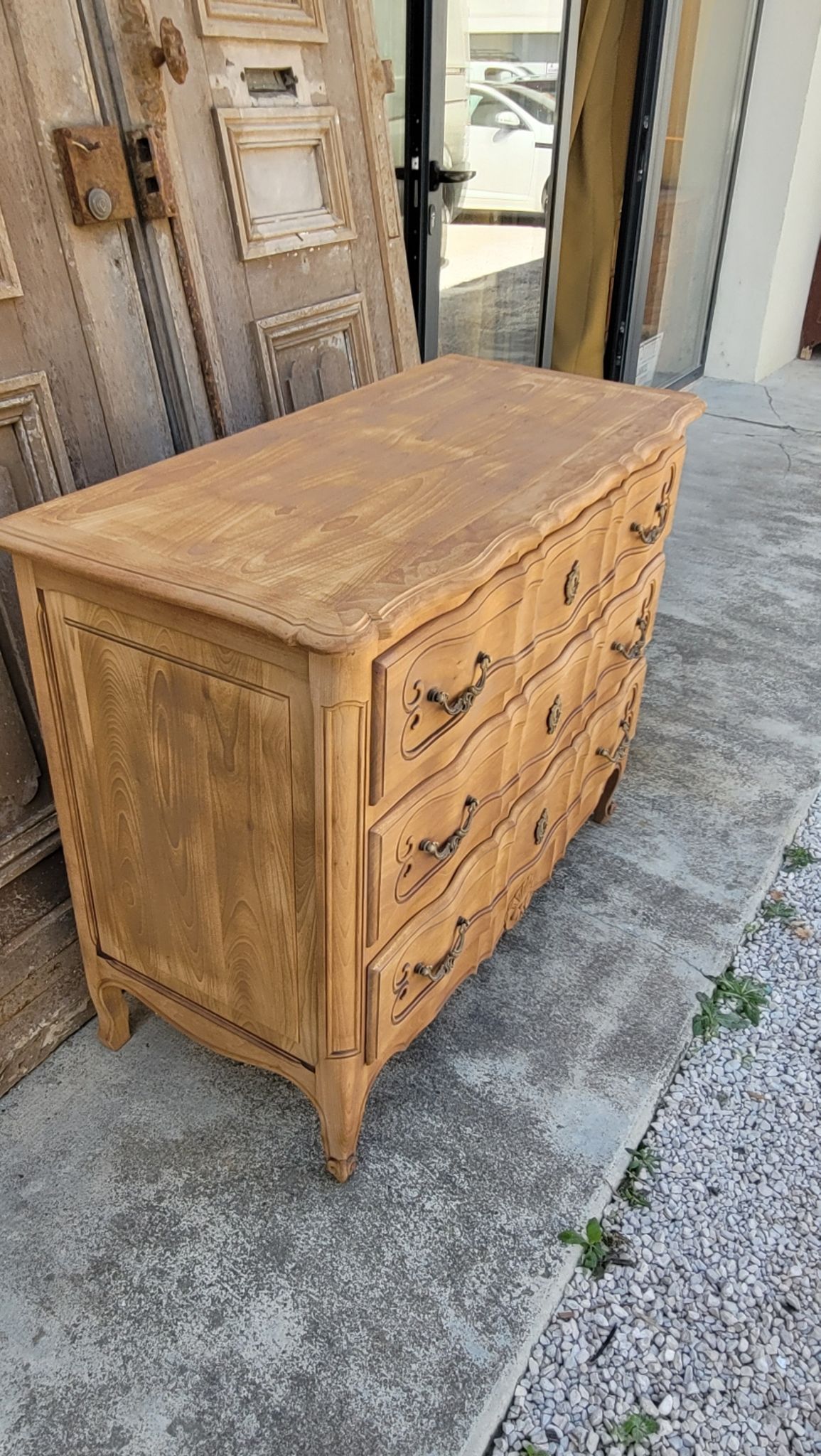 Louis xv style chest of drawers in pickled cherry