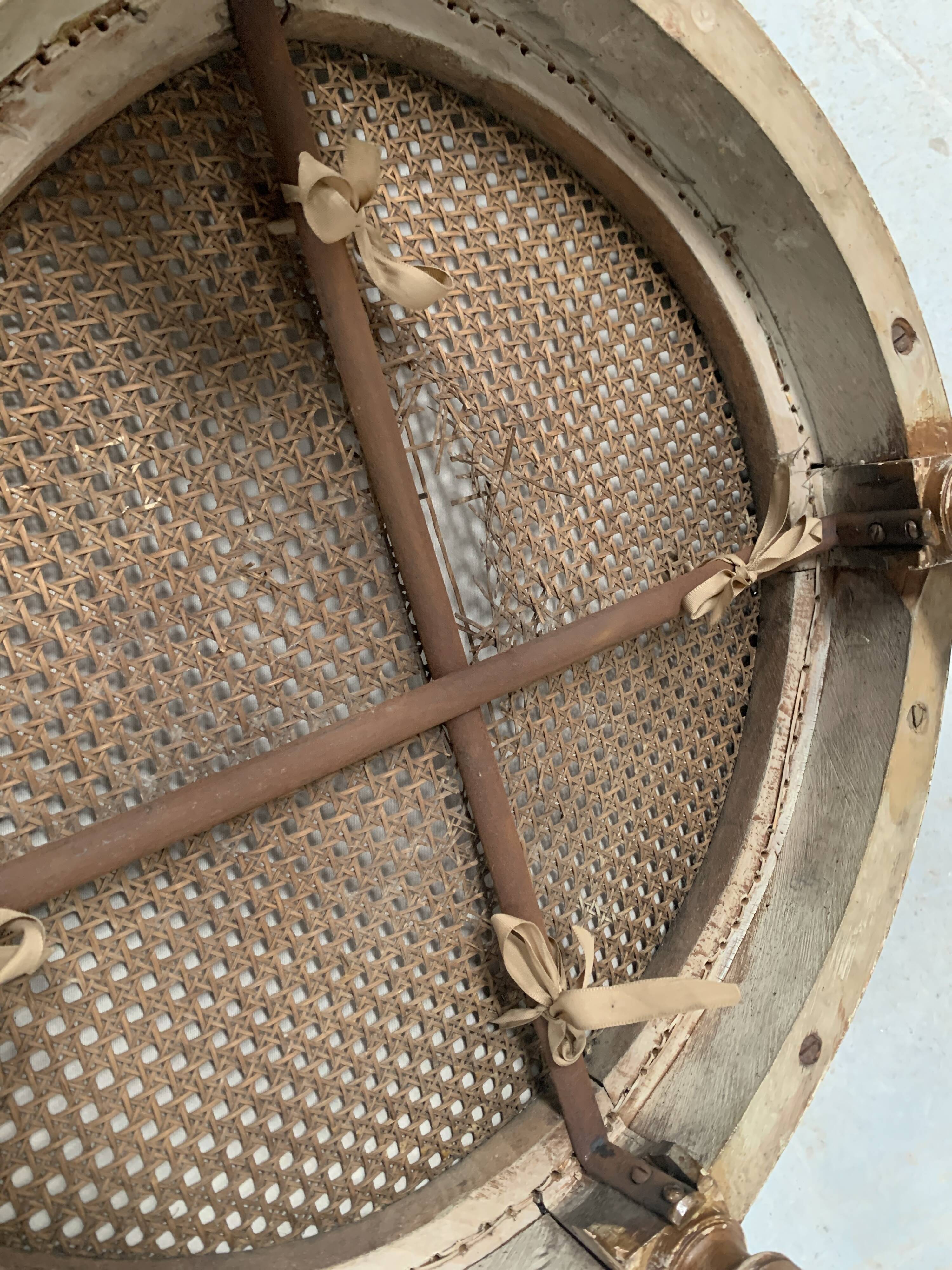 Pair of Louis XVI style basket armchairs in patinated beech, 20th century