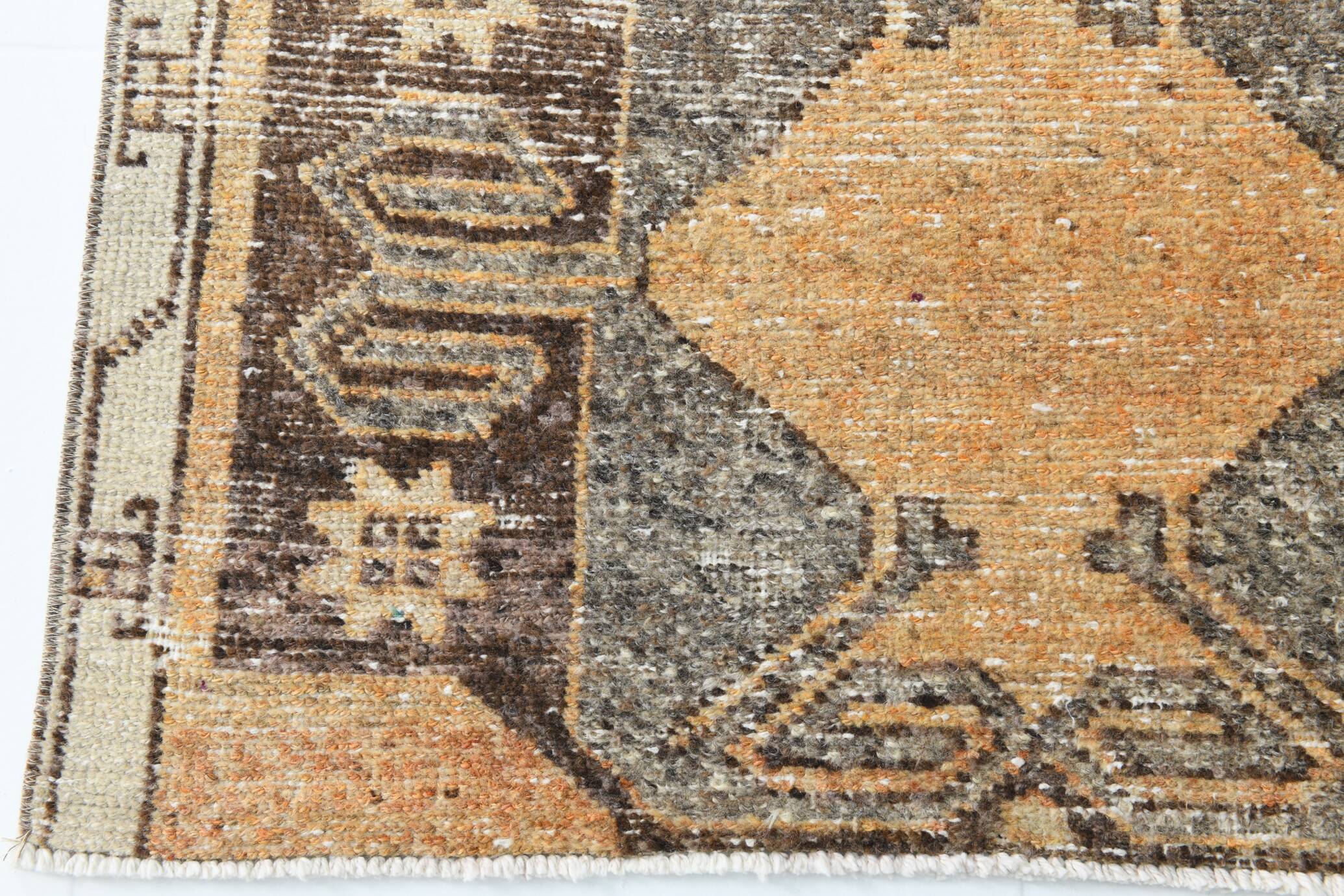 3x11 Mustard Brown Oriental Vintage Runner Rug, 85x329Cm