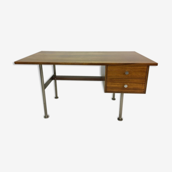 Desk  vintage Zebrano rosewood and steel