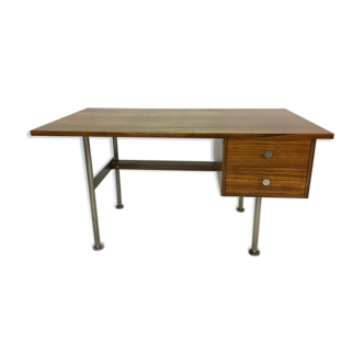 Desk  vintage Zebrano rosewood and steel