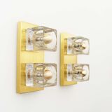 Set of two brass and murano glass ‘ice cube’ sconces by peill & putzler