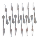 12 silver-plated seafood forks, Marly model by Christofle.