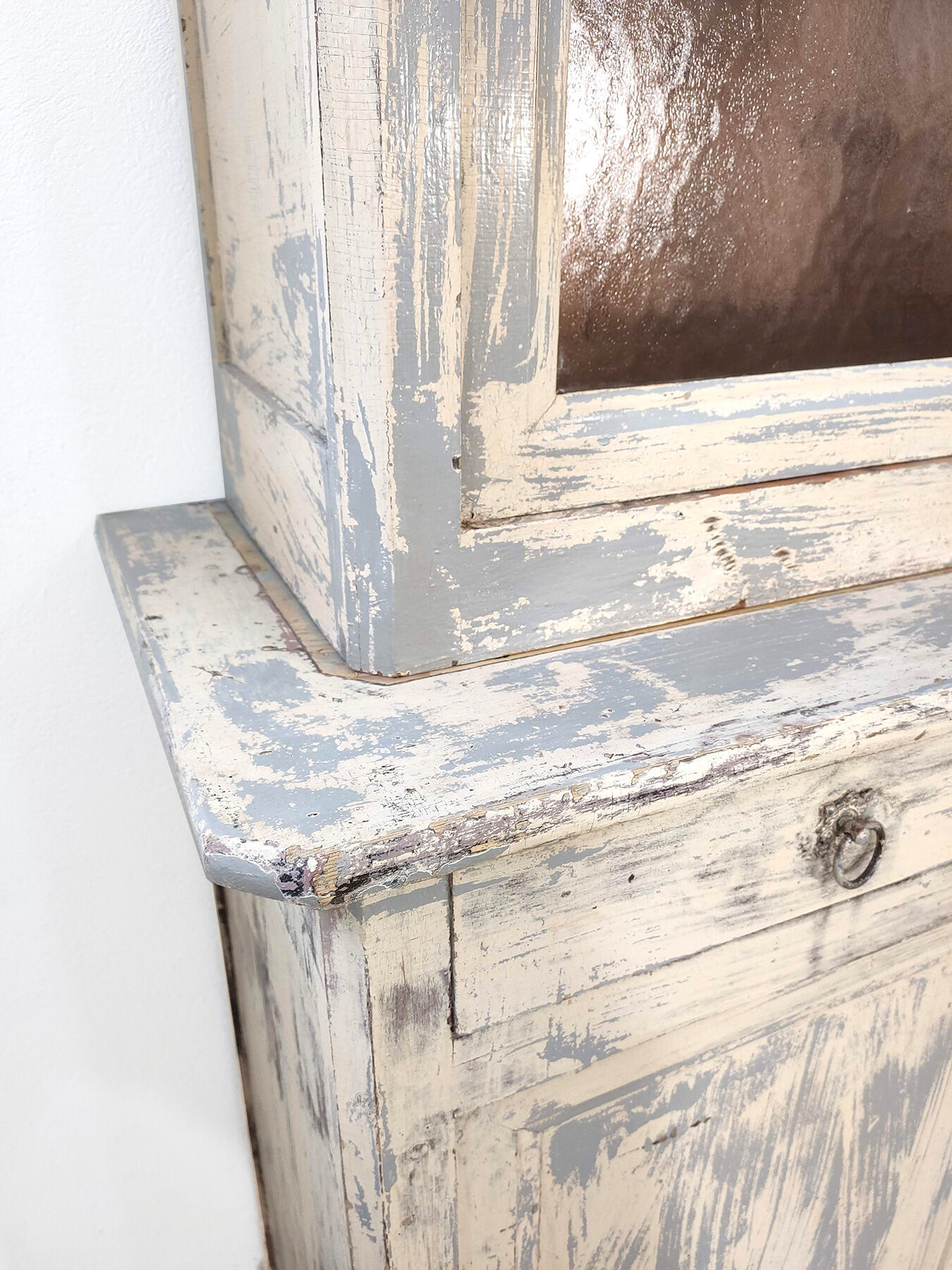Buffet complet avec patine & vitres d'époque meuble de métier vintage