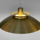 Brushed aluminum pendant light with golden finish, Denmark 1970s