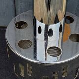 Designer chandelier from the 70s in glass and chrome metal