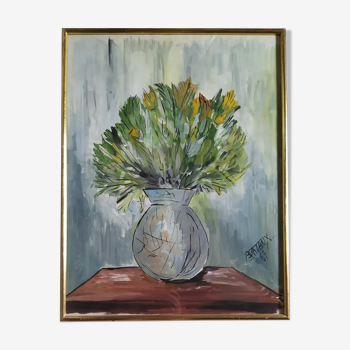 Aquarelle 'Vase au Bouquet 1967' signé de BUAZAUX