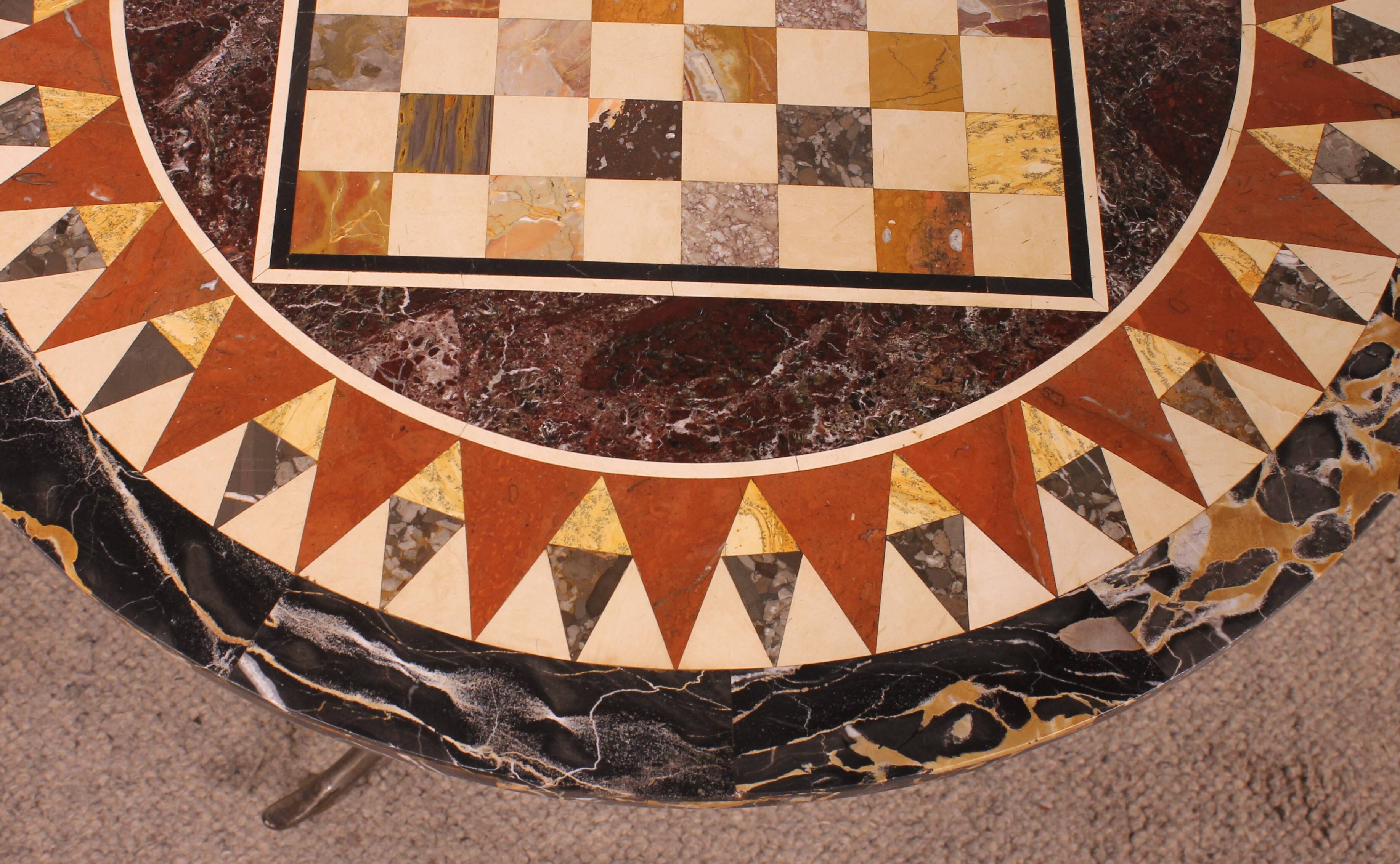 gueridon with a pietra dura top featuring a game board - 18th century