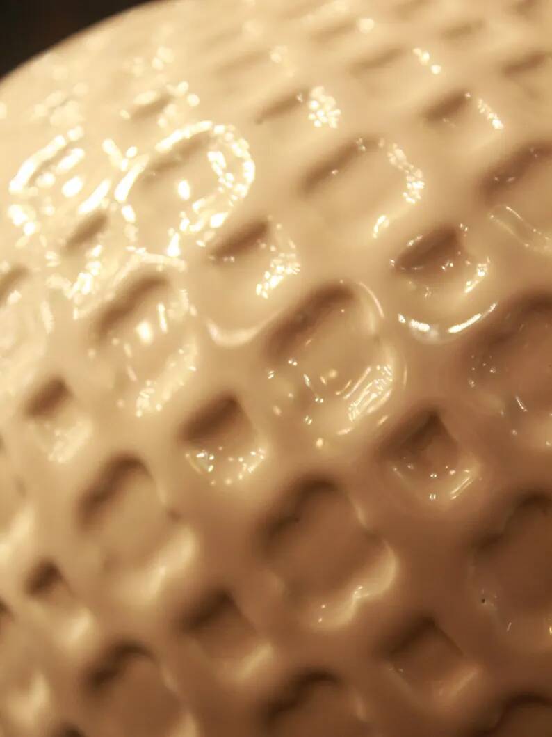 Pair of textured cream ceramic table lamps from Manises.
