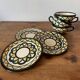 Set of 3 Breton earthenware cups & saucers