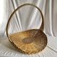 Antique large round wicker and bamboo presentation basket - diameter: 59 cm