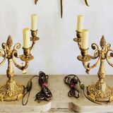 Pair of gilt bronze table lamps from the mid-20th century