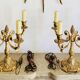 Paire de lampes de table en bronze doré époque milieu XXe