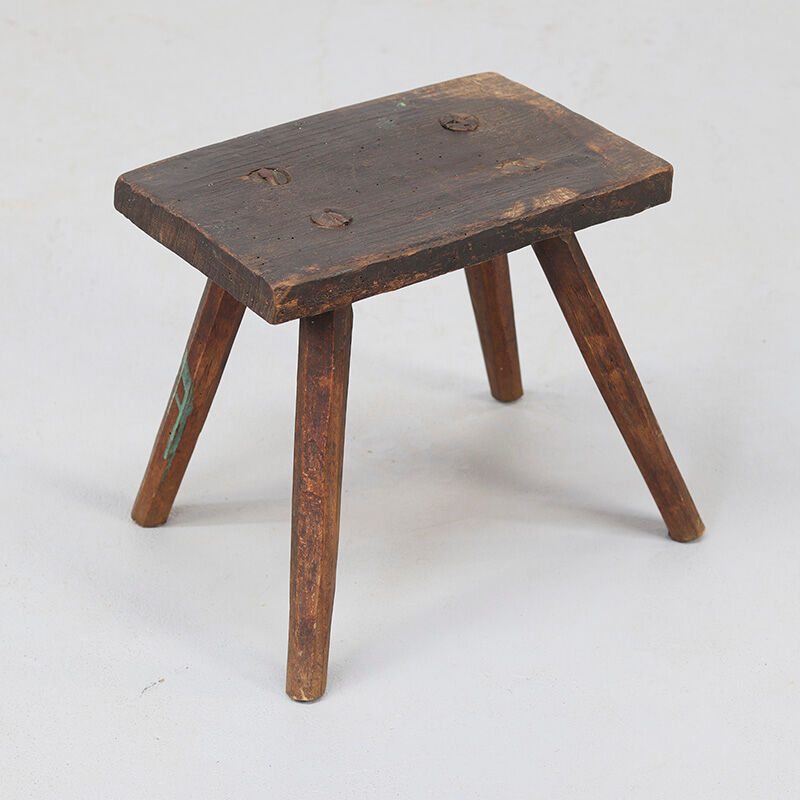 Primitive Wabi Sabi Pine Stool or Side Table
