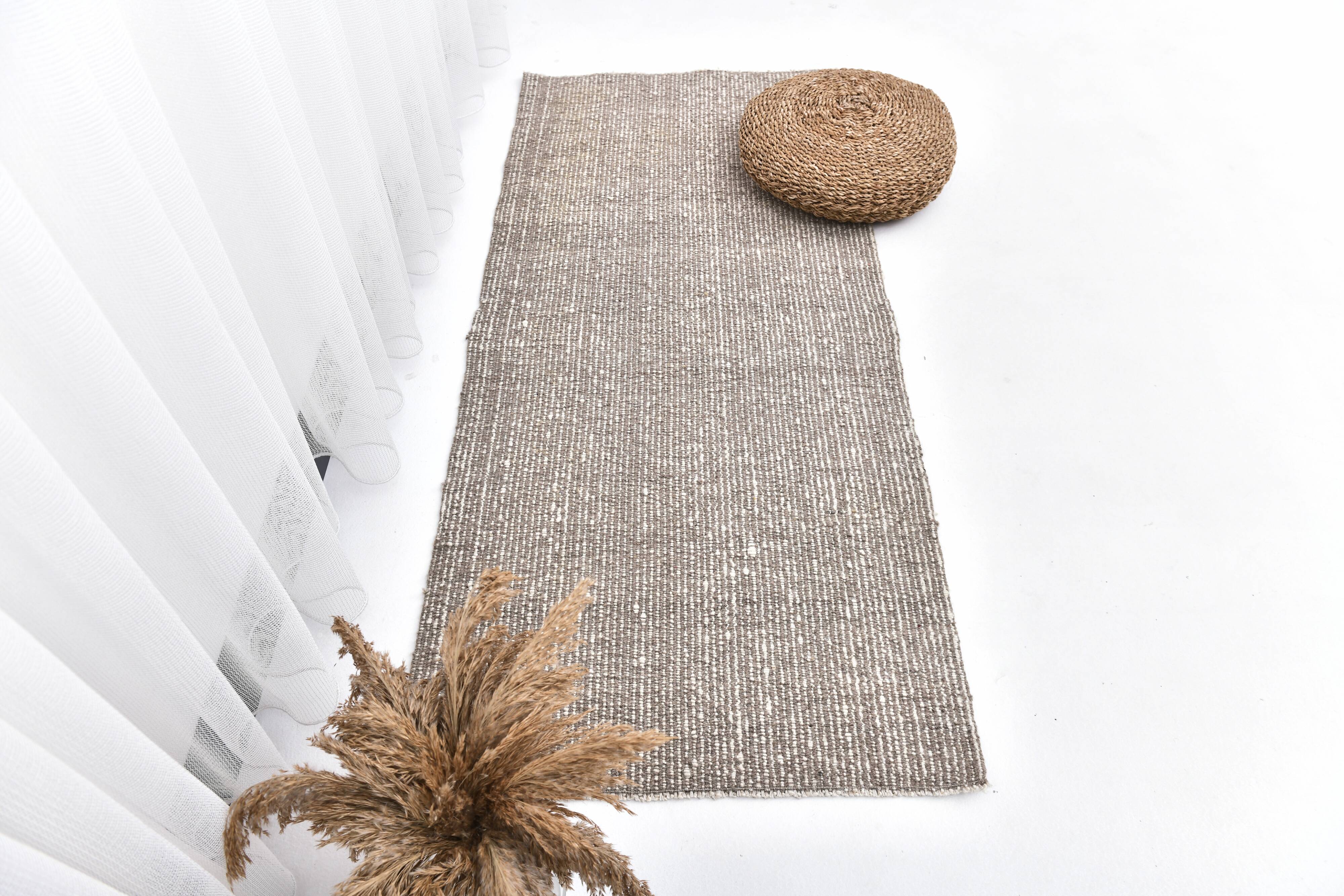brown wool runner kilim carpet, woll kilim carpet, runner carpet
