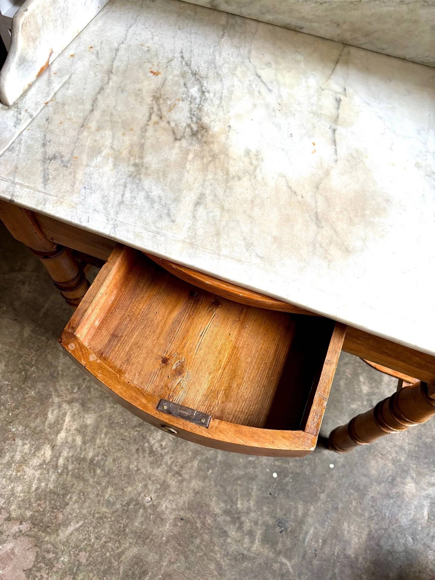 Dressing table, bathroom cabinet in wood and marble 80 x 48 cm
