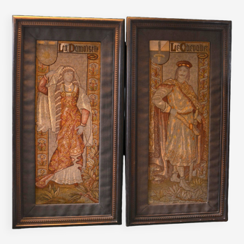 Pair of large format “The Knight and the Lady” tapestry.